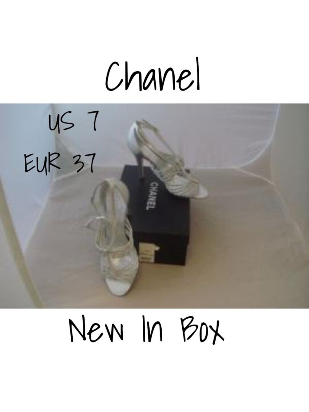 Chanel Silver Knotted Leather CC Ankle Strap Sandals 37 - Brand New in Box